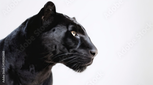 Banner with a black panther on a white background. Generative AI.