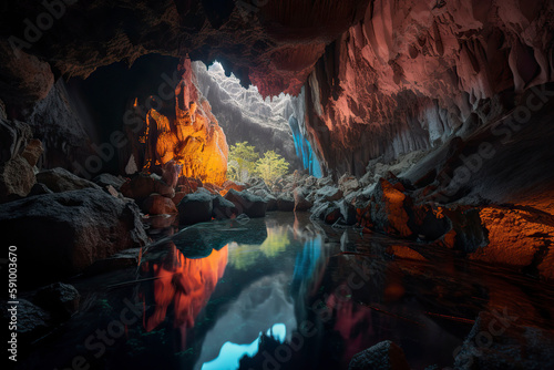 Cave. landscape. Generative AI.