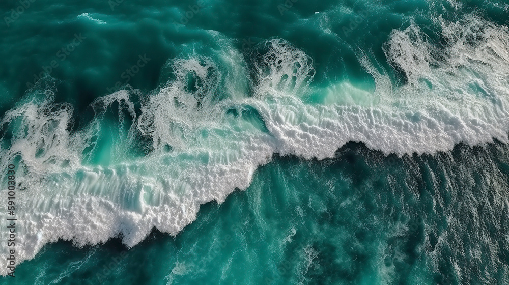 Turquoise sea wave. Generative AI.