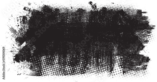 Glitch distorted geometric shape . Noise destroyed logo . Trendy defect error shapes . Glitched frame .Grunge textured . Distressed effect .Vector shapes with a halftone dots screen print texture.