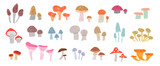 Children's drawing. Set of crowns mushrooms