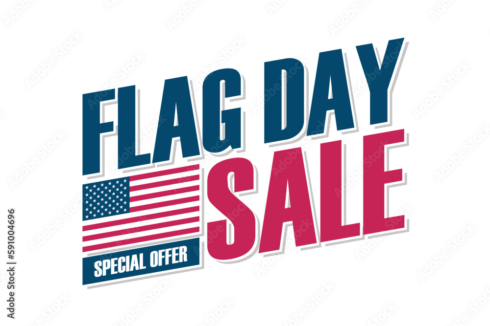 Fototapeta premium Flag Day Sale special offer promotional. United States Flag Day sales event graphic template for business, advertising and holiday shopping. Vector illustration.