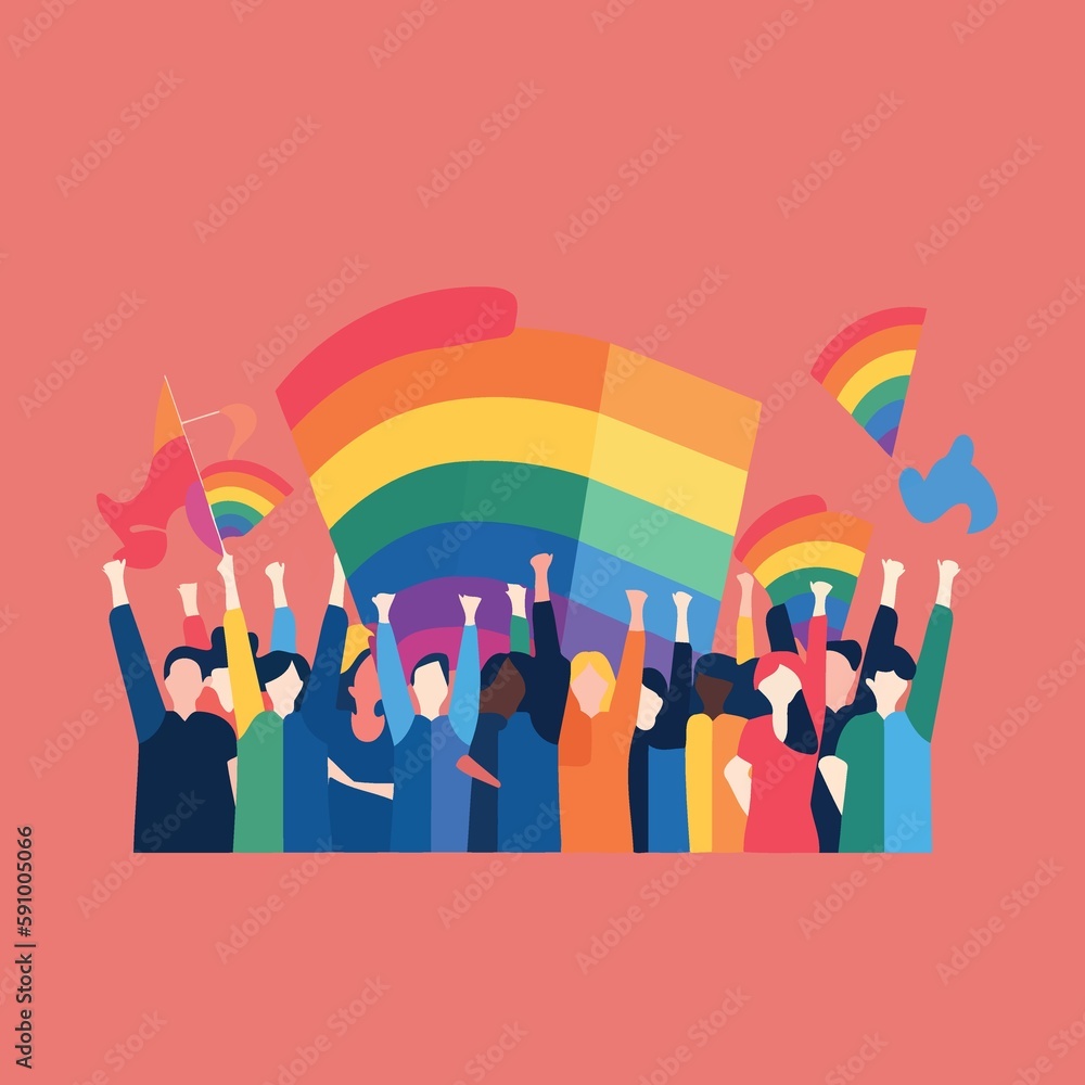lgbt pride day and month gay parade created with Generative AI technology lgbt pride day and month gay parade created with Generative AI technology