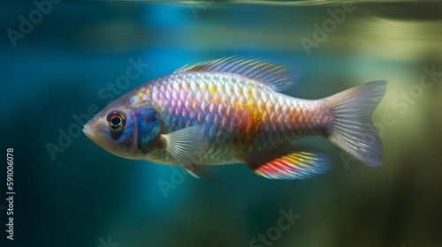 Graceful Rainbow Fish Swimming