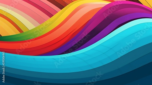 Line art image with abstract multicolored bend waves on blue background. Modern background design. Blurred fluid texture. Abstract artistic background. Ai illustration. Minimal design.