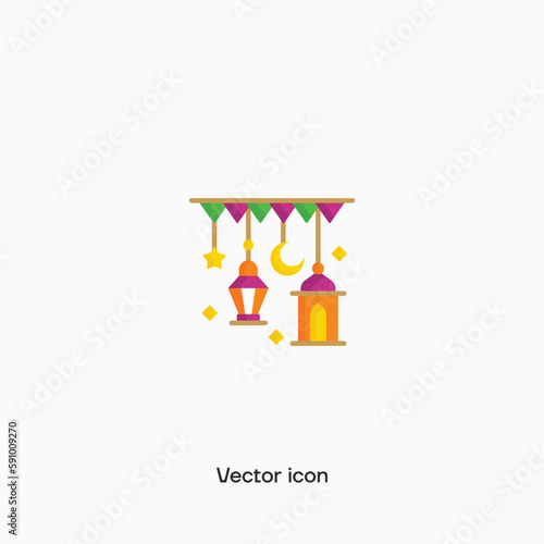 Ramadan oil lamp vector icon. Premium quality.