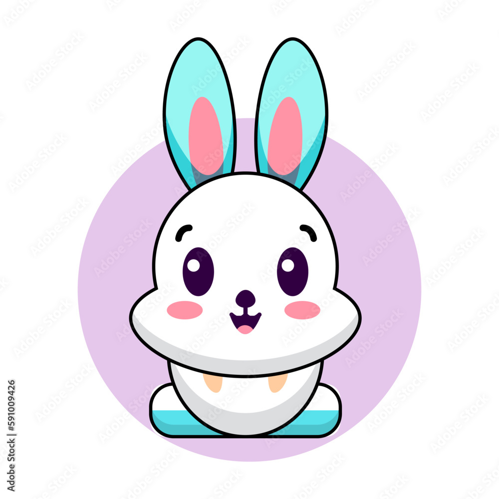 Obraz premium Cute bunny rabbit cartoon smiling Vector sticker Cute bunny rabbit cartoon smiling Vector sticker 