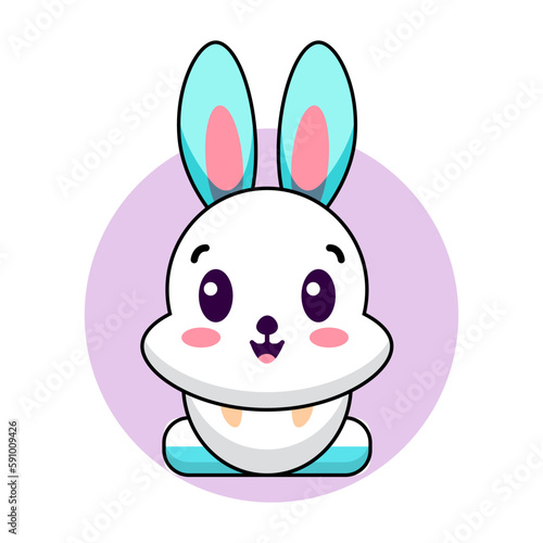 Cute bunny rabbit cartoon smiling Vector sticker Cute bunny rabbit cartoon smiling Vector sticker 