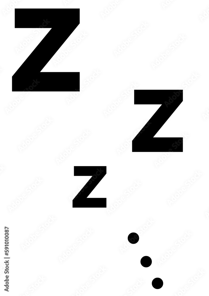 Zzz sleep snore text vector icon. Night sleepy noise sound illustration. Black relax sign isolated on white background. Zzz sleep snore text vector icon. Night sleepy noise sound illustration. Black relax sign isolated on white background.
