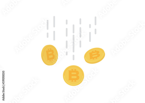 仮想通貨･ビットコインのマーク入りの落ちるコイン - 購入･取引･下落のイメージ素材
