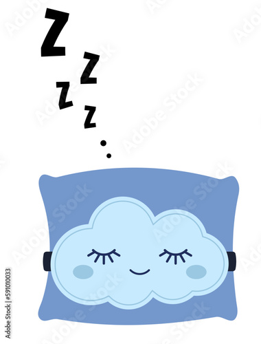 Zzz sleep snore and cute kawaii pillow vector icon. Night sleepy noise sound illustration isolated on white background.
