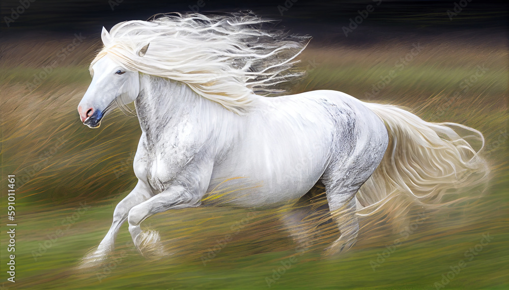 Generative AI, Wild and Free: A Majestic Horse Gallops Through a Grassy Meadow Generative AI, Wild and Free: A Majestic Horse Gallops Through a Grassy Meadow