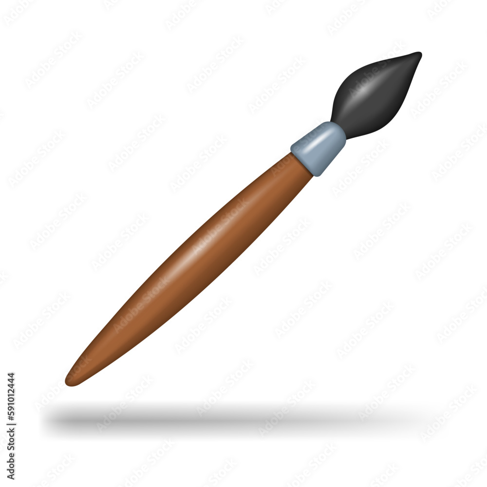 3D drawing brush in the form of an icon, a symbol of art and creativity. Vector illustration of a volumetric brush isolated on a white background 3D drawing brush in the form of an icon, a symbol of art and creativity. Vector illustration of a volumetric brush isolated on a white background