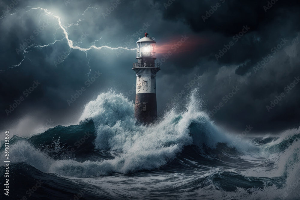 Lighthouse in the storm, Generative AI