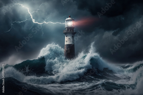 Lighthouse in the storm  Generative AI