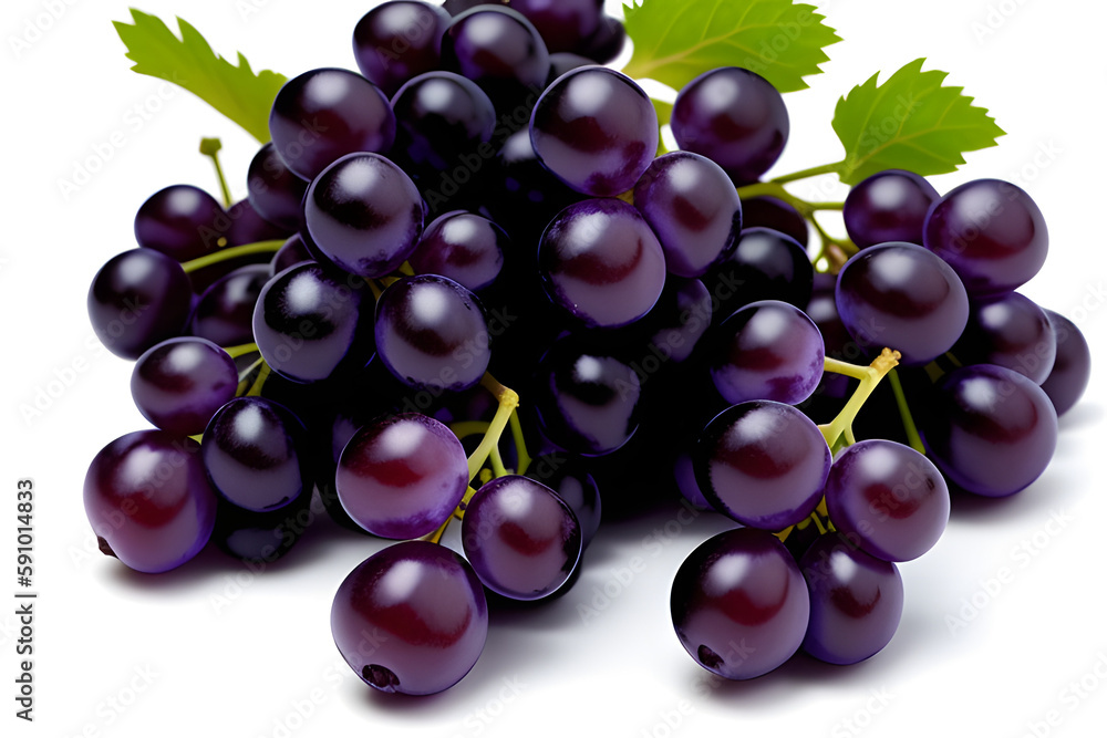 Fototapeta premium black bunch of grapes on a white background