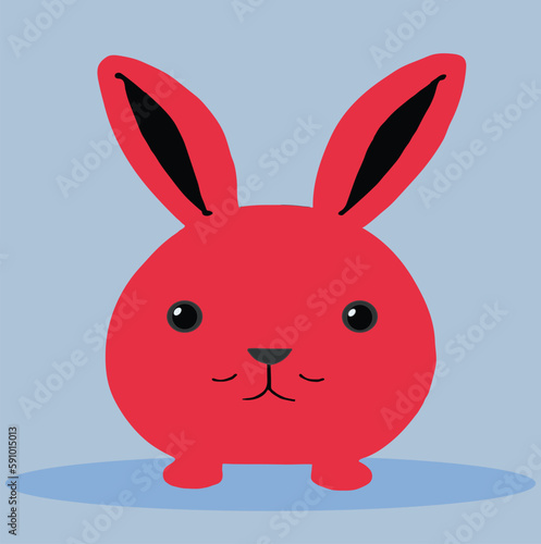 A cute red bunny rabbit line art