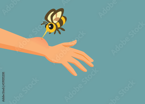Hand Stung by a Bee Having an Allergic Reaction Vector Illustration. Senior professor explaining protective measures for school reopening
