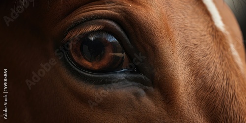 Close-Up Eye of Arabian Bay Horse, AI Generated