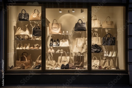 Shop Window with Bags and Shoes, AI Generated