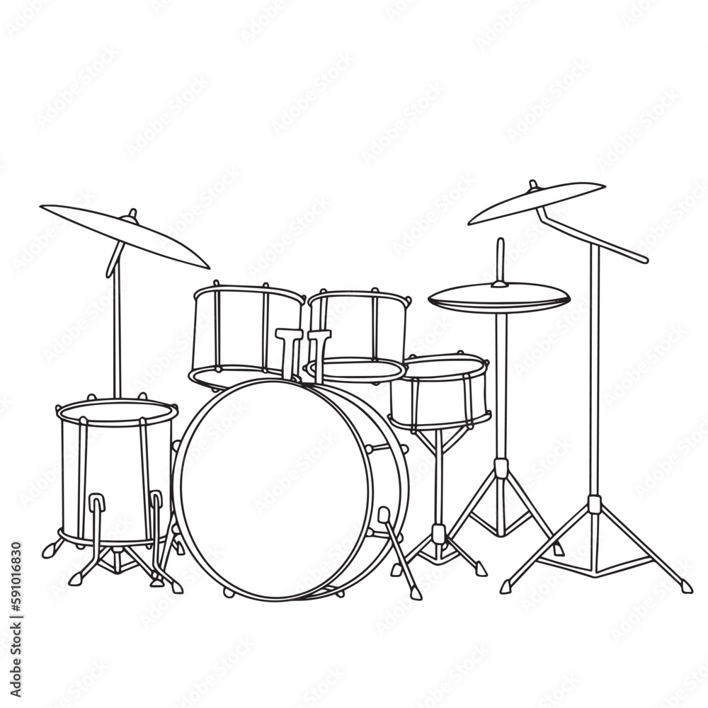 Drum in doodle style. Drum as outline illustration. Vector Drum in doodle style. Drum as outline illustration. Vector