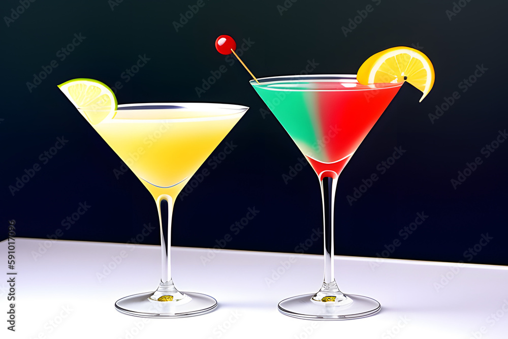 Martini Fresh tasty colored cocktail with fruit Martini Fresh tasty colored cocktail with fruit