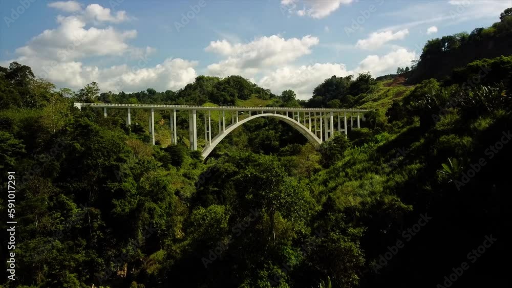 Aerial Shot of a bridge on a mountainous area Aerial Shot of a bridge on a mountainous area