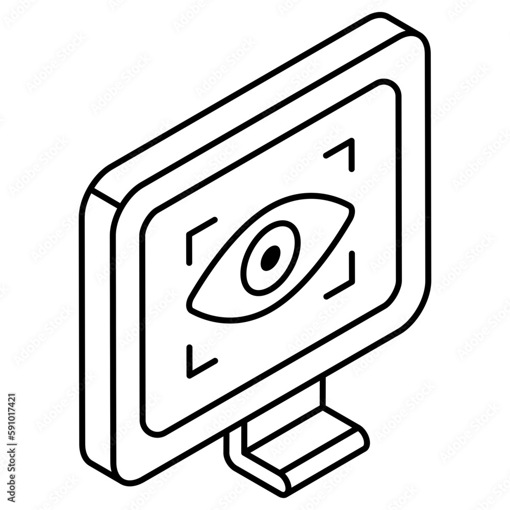 A flat design icon of iris recognition