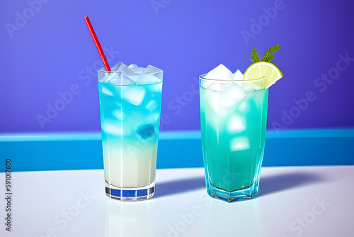 blue cocktail isolated on white
