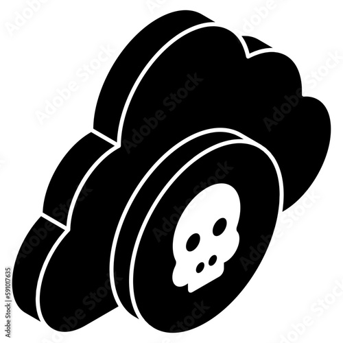 An editable design icon of cloud hacking 