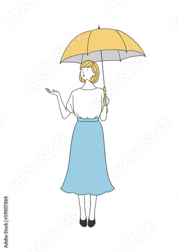 傘をさす女の子のイラスト