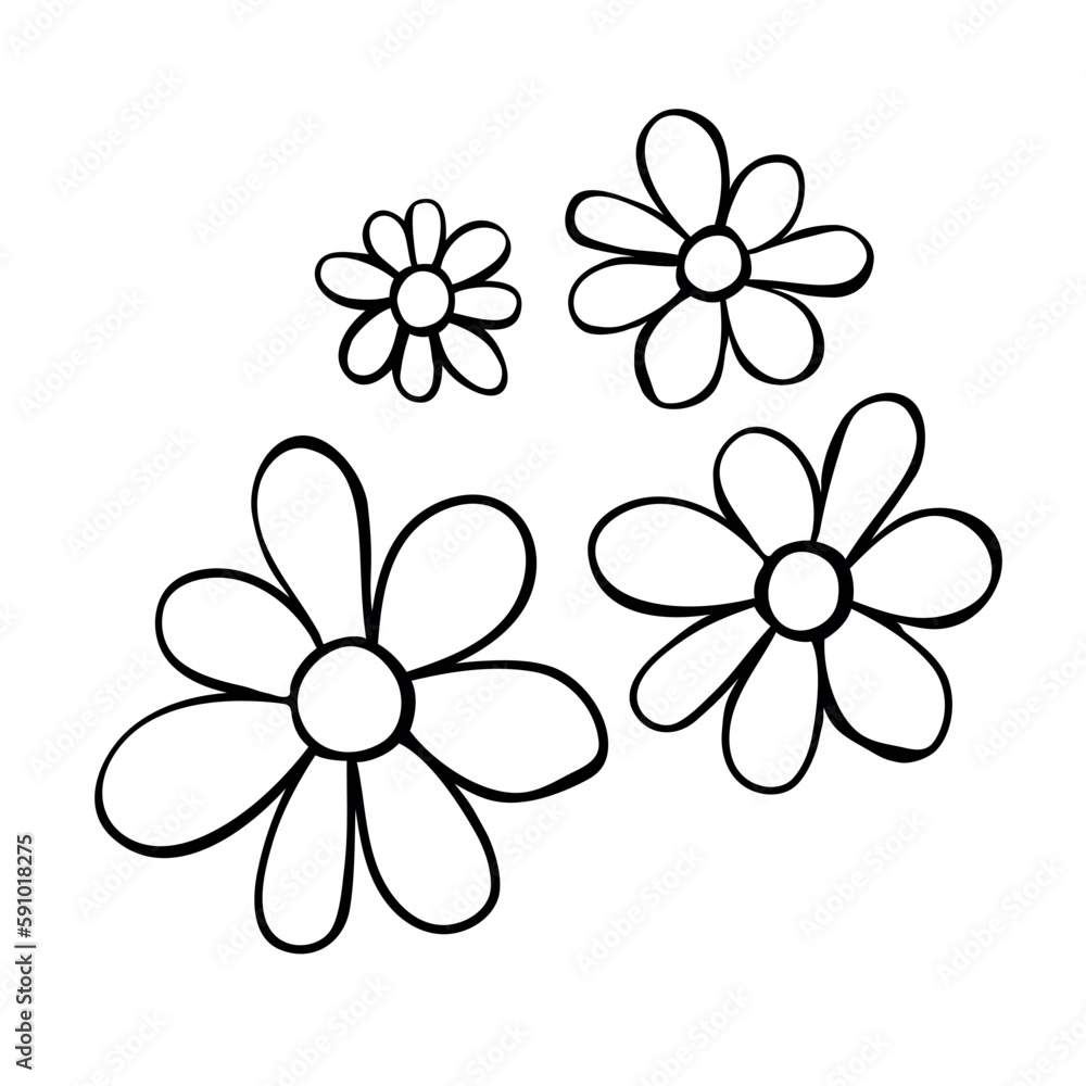 Flowers icon. Hand drawn simple black outline vector illustration clip art in doodle style, isolated on white background Flowers icon. Hand drawn simple black outline vector illustration clip art in doodle style, isolated on white background