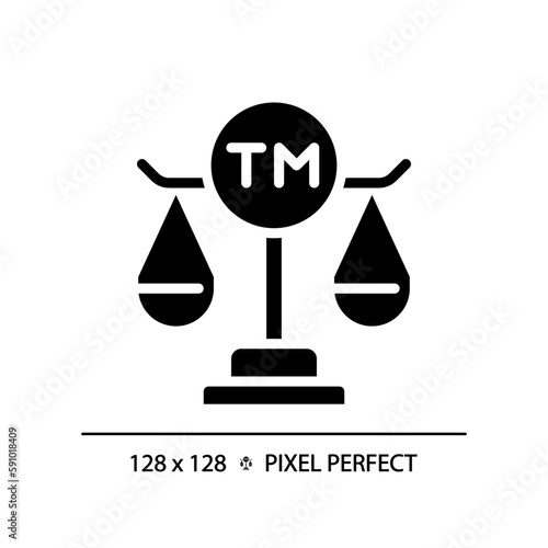 Intellectual property law pixel perfect RGB color icon. Protect author rights. Trade mark legal registration. Silhouette symbol on white space. Solid pictogram. Vector isolated illustration