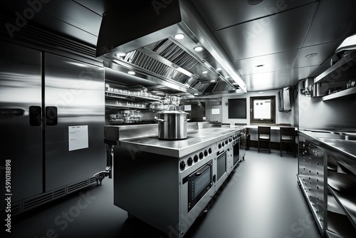 modern restaurant kitchen with sleek and clean design  state-of-the-art equipment  and a vision for providing the best possible dining experience  created with generative ai