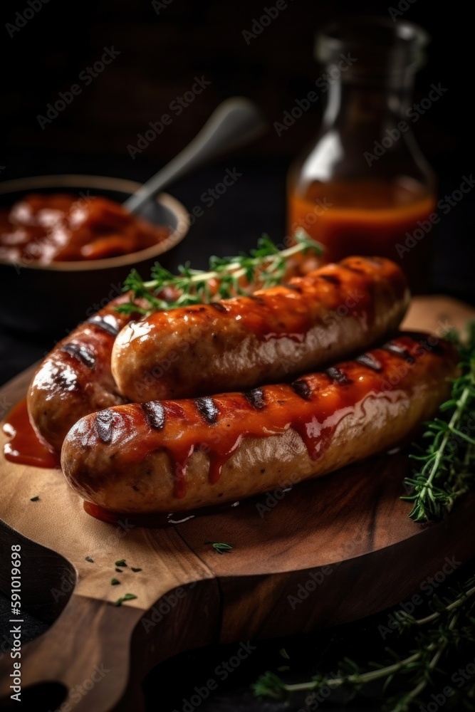 German sausages with mustard sauce German sausages with mustard sauce