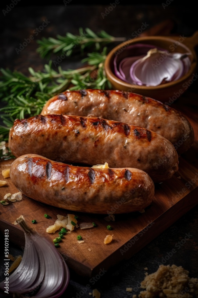German sausages with mustard sauce German sausages with mustard sauce