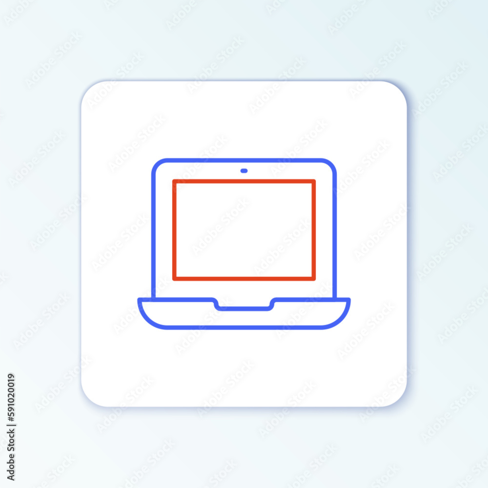 Line Laptop icon isolated on white background. Computer notebook with empty screen sign. Colorful outline concept. Vector Line Laptop icon isolated on white background. Computer notebook with empty screen sign. Colorful outline concept. Vector