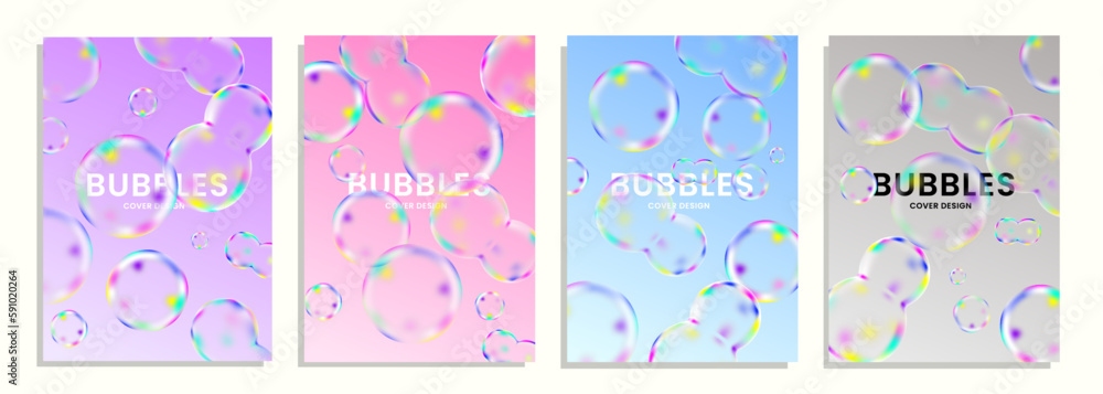 set of colorful water bubbles cover poster background design set of colorful water bubbles cover poster background design