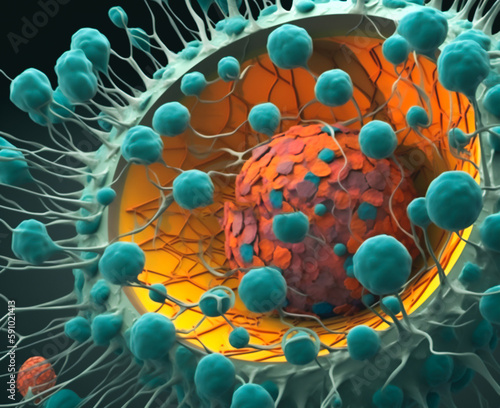 Virus Cross section exposing nucleus and receptors Generative AI