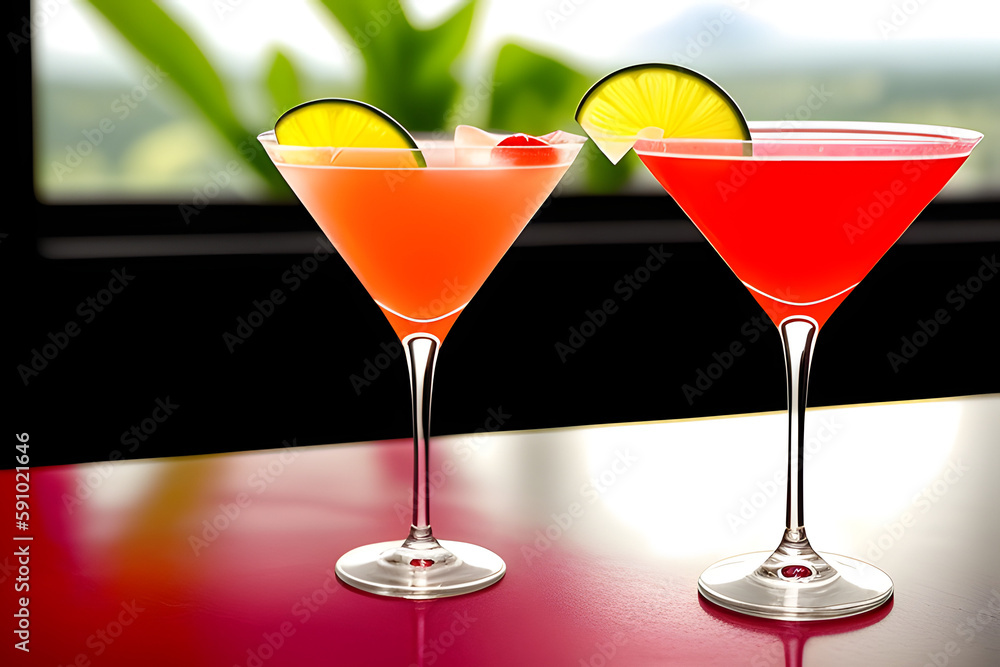 Red cocktail with splash and lime isolated on white Red cocktail with splash and lime isolated on white