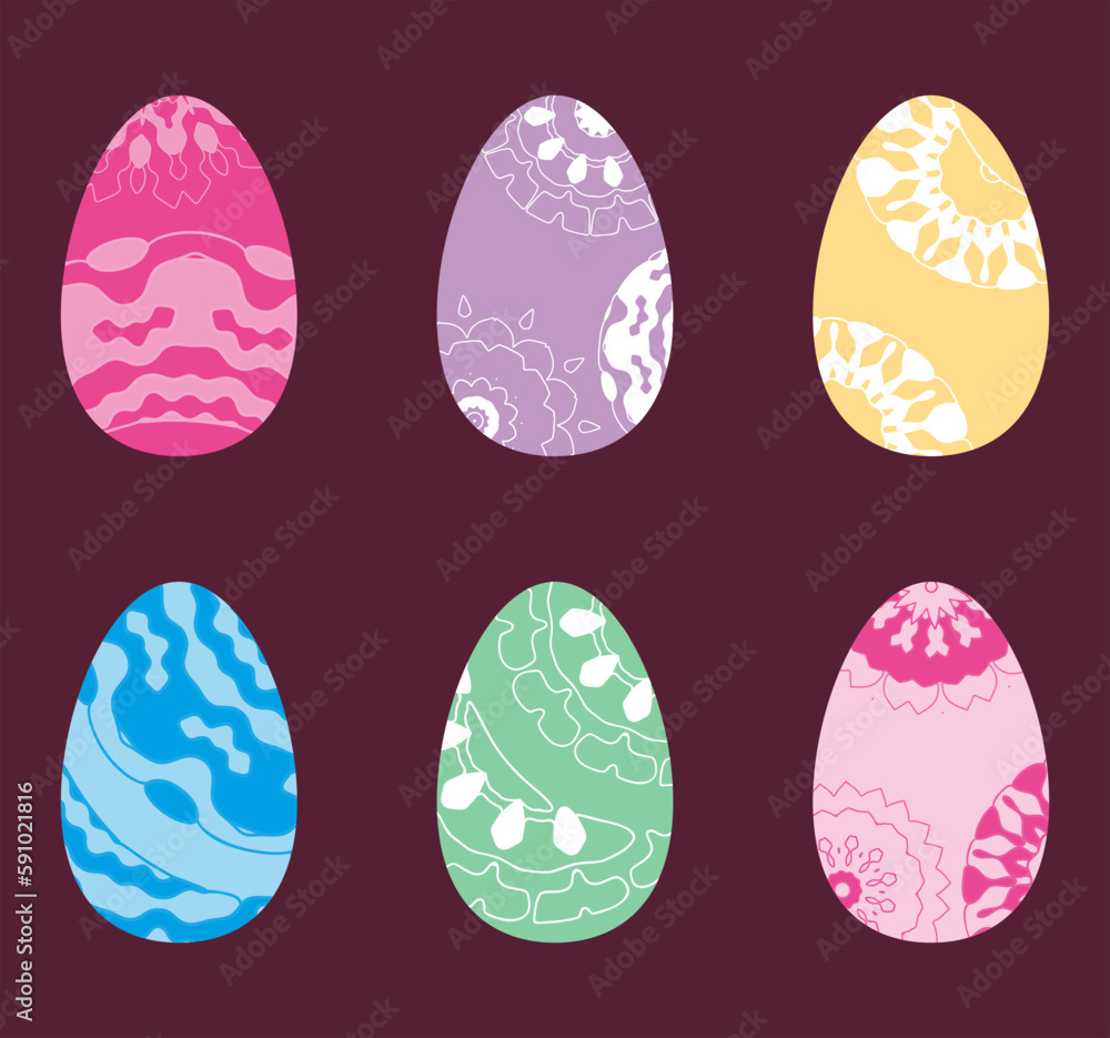 set of easter eggs isolated on dark set of easter eggs isolated on dark