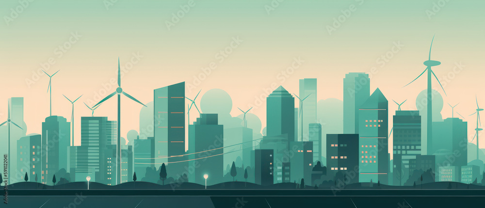 Green City Banner Background, Sustainable Urban Living Concept, Generative AI