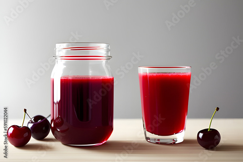 Wallpaper Mural Glass of fresh red cherry juice isolated on white. Torontodigital.ca