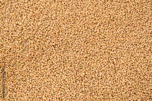 Top view of Fenugreek seeds (methi dana, hulba, heyseed, dari) background texture.Food background.Close up texture Pro Photo. Fenugreek background.