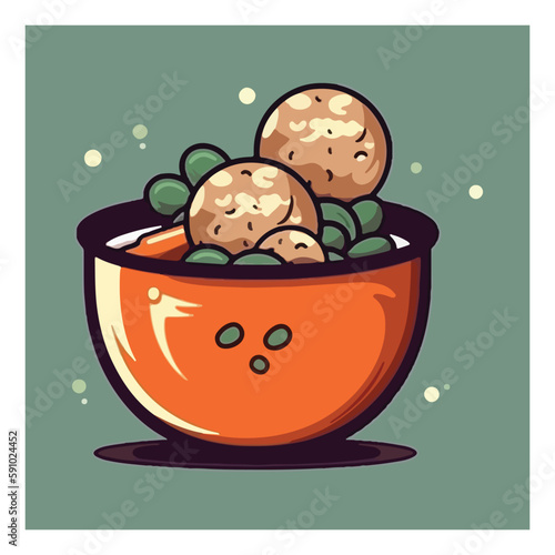 meatball bakso chef mascot logo template vector illustration