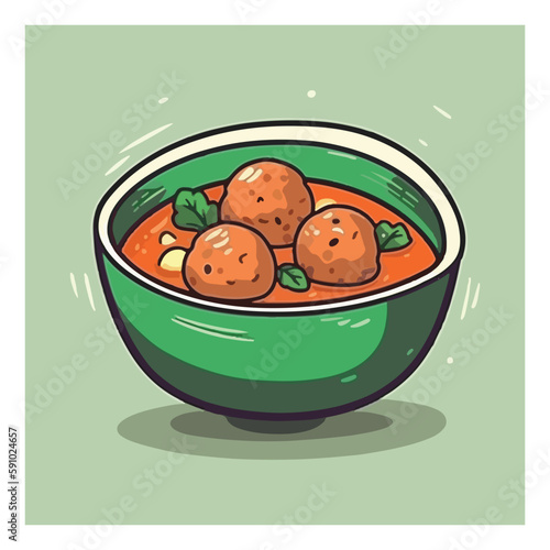 meatball bakso chef mascot logo template vector illustration