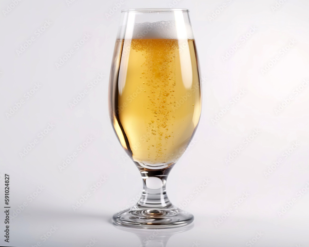 Pilsner beer in a glass, Pint of light beer on white background. generative ai Pilsner beer in a glass, Pint of light beer on white background. generative ai
