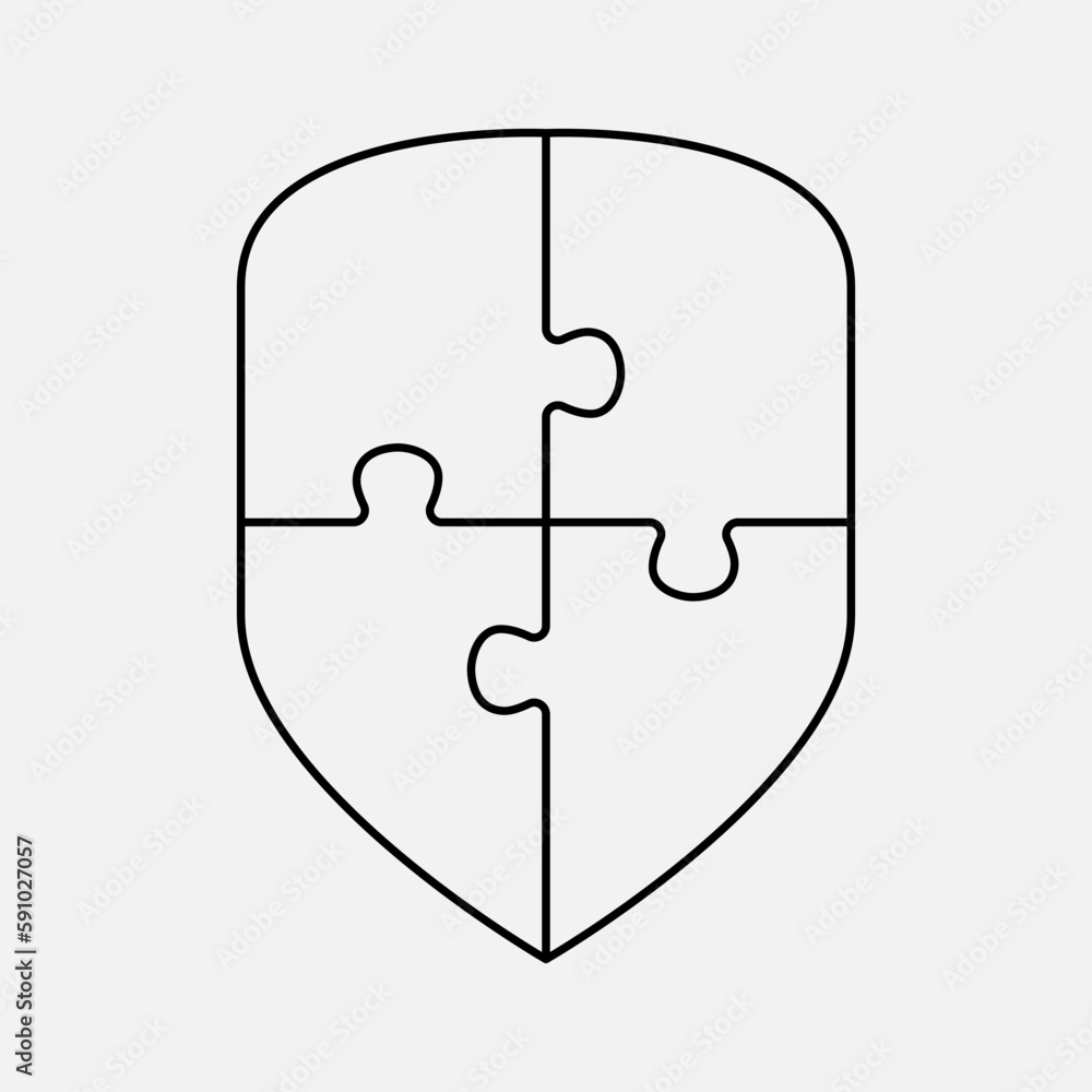 Diagram infographic for 4 steps, shield puzzle Diagram infographic for 4 steps, shield puzzle