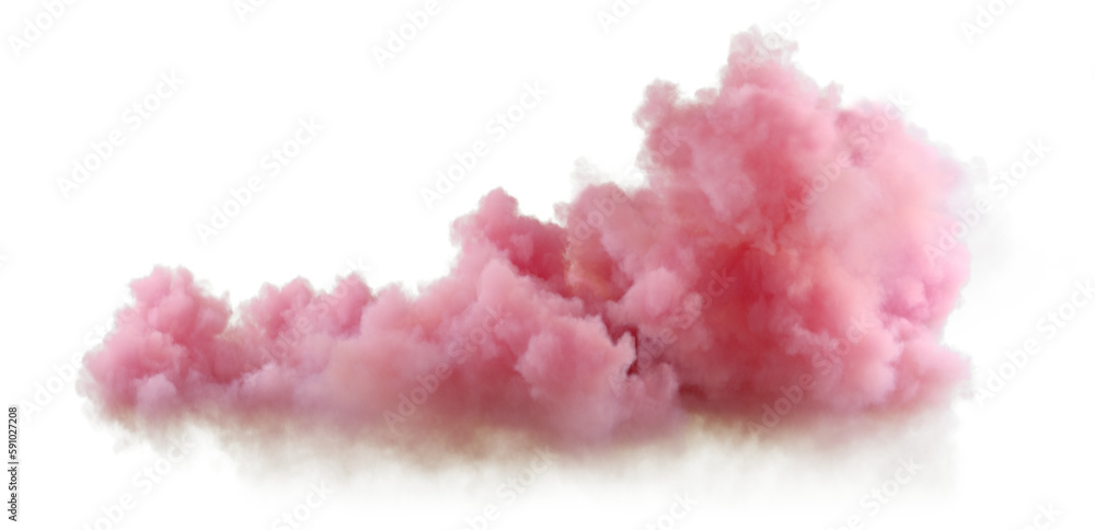 Soft pink explode clouds shapes landscape 3d render cutout png