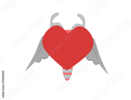 illustration, vector endocrinologist in the shape of a heart and wings